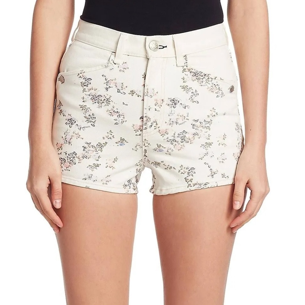 NWT RAG & BONE Ellie Micro Floral Off White Denim Shorts Size 26 $185 Retail